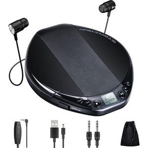 Draagbare CD Speler - HiFi Classic Persoonlijke CD Speler met Hoofdtelefoon, Anti-Schok Bescherming en LCD-Display - Walkman
