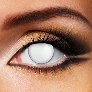 Partylens® kleurlenzen - White Block - witte jaarlenzen met lenshouder - partylenzen