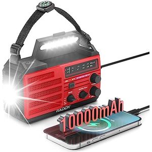 Noodradio met 10000mAh batterij - Zonne-energie, AM FM NOAA, Powerbank, Zaklamp en SOS-alarm