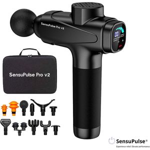 SensuPulse Pro V2 Massage Gun - Professioneel Massage Apparaat - 12 Opzetstukken - 30 Snelheden - Spierherstel en Ontspanning - Massage Pistool - Fitness en RSI Klachten - Gratis Drukpuntmassagetechnieken Handleiding - Shiatsu