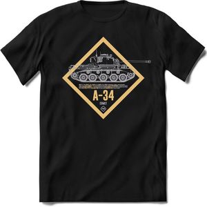 T-Shirtknaller T-Shirt|A-34 Leger tank|Heren / Dames Kleding shirt|Kleur zwart|Maat XXL