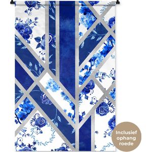 Wandkleed - Wanddoek - Delfts blauw - Design - Luxe - 90x135 cm - Wandtapijt