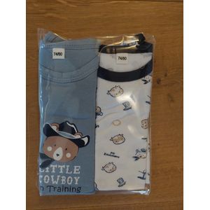 Baby jongens romper biologisch katoen - maat: 62/68 - print: "cowboy"