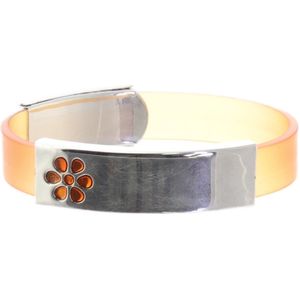 Behave – Armband dames siliconen – oranje bloemdetail – sporty casual