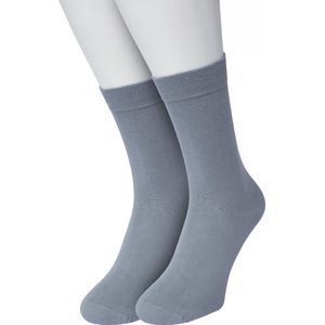 Bonnie Doon Basic Sokken Dames Grijs maat 36/42 - 2 paar - Basis Katoenen Sok - Gladde Naden - Brede Boord - Uitstekend Draagcomfort - Perfecte Pasvorm - 2-pack - Multipack - Effen - Grey - OL834222.235