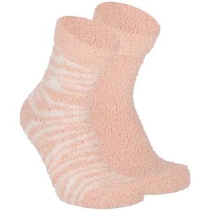 Apollo Kinderen bedsokken/huissokken - 2-pak - roze/wit - maat 36-40
