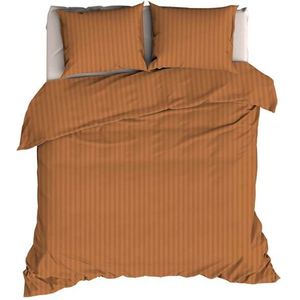 Satin d'Or Satijnstreep Dekbedovertrek - Lits-jumeaux - 240x200/220 cm - Spiced Terra