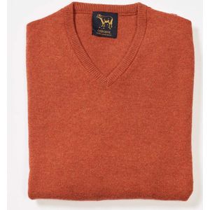 Osborne Knitwear Trui met V hals - Sweater heren in Lamswol - Pullover Heren - Ember - M