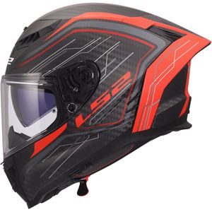 LS2 FF807 Dragon integraalhelm Subic mat rood carbon zwart S