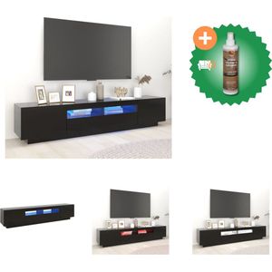 vidaXL Tv-meubel met LED-verlichting 200x35x40 cm zwart - Kast - Inclusief Houtreiniger en verfrisser
