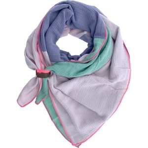 LOT83 Sjaal Kim - Vegan leren sluiting - Omslagdoek - Ronde sjaal - Roze, paars, groen - 1 Size fits all