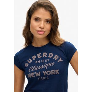 Superdry Indigo Workwear Cap T-shirt Met Korte Mouwen Blauw S Vrouw