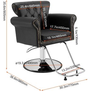 Professionele Salon Stoel - Behandel Stoel - Visagie, PMU, Beautysalon, Nagelstudio, Make-up - Kruk - Stoel - Salon & Studio Inrichting - Spa - Massage Tafel - Schoonheidssalon - Schoonheidsspecialiste - Kapper - 30x37x48.5 Inch