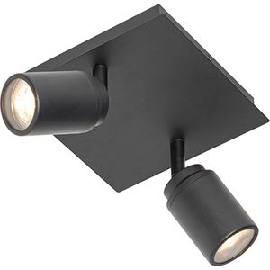 QAZQA ducha - Moderne Plafondlamp en wandlamp voor badkamer - 2 lichts - L 17 cm - Zwart -