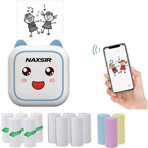 NAXSIR Miniprinter - Draagbare Bluetooth Thermische Printer voor Smartphone | Snel & Stil | Ideaal voor Thuis, Studie en Kantoor | Incl. Thermal Paper