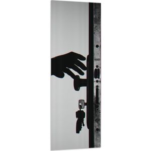 Vlag - Voordeur met Sleutels in het Slot (Zwart - wit) - 50x150 cm Foto op Polyester Vlag
