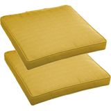 Set van 6x stuks stoelkussens voor binnen/buiten geel 40 x 40 x 4 cm - Water en UV bestendig