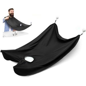 1 pack - Baardslabbetje - Baardvanger voor mannen - Anti-aanbak baardcape waterdicht - met 2 zuignappen (zwart)