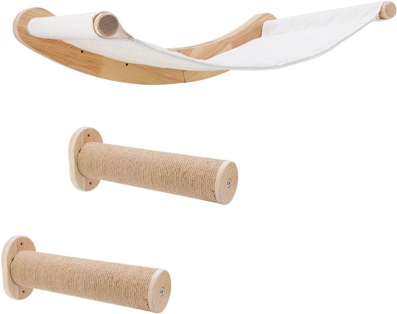 LBB Katten klimmuur met Hangmat - Krabpalen met hangmat - Klim wand - Krabpaal muur - Krabpaal voor grote katten - Kattenspeeltjes