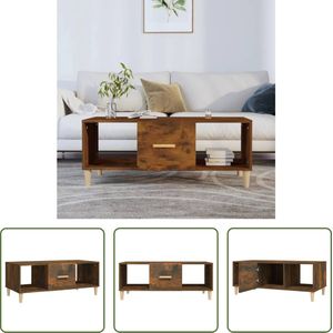 The Living Store Salontafel - Gerookt eiken - 102 x 50 x 40 cm - Trendy design