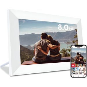 Digitale fotolijst met WiFi en Frameo App - 8 inch IPS Display - Fotokader met Touchscreen - 32GB - Wit - Frameo digitale fotolijst - digitale fotokader - digitaal fotolijstje