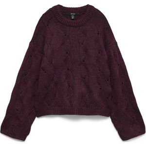 Vero Moda Trui Vmnewlina Ls O-neck Pullover 10335024 Winetasting/w. Melange Dames Maat - M