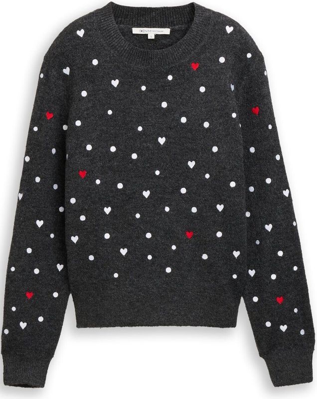 Tom Tailor Denim Relaxed fit gebreide trui met borduursels