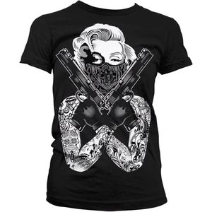 Marilyn Monroe Damen Gangsta Pose Girly T-Shirt AB-5-17543-L134 Black-S