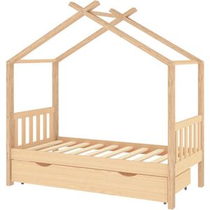 vidaXL - Kinderbedframe - met - lade - massief - grenenhout - 80x160 - cm