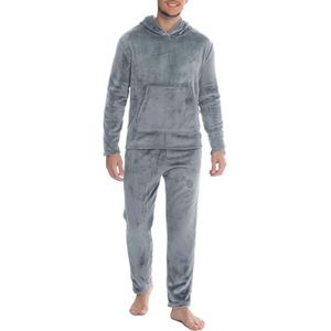 Heren Flanellen Pyjama Set met Capuchon, Comfortabele Tweedelige Winterpyjama