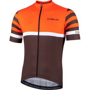 Nalini Heren Fietsshirt korte mouwen - wielrenshirt Oranje Groen - SOLID JERSEY Orange/Olive green - S