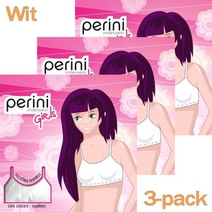 Perini meisjes topjes microvezel - 3-pack - maat 152/164 - wit