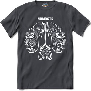 Namaste | Relax - Yoga - Yoga mat - T-Shirt - Unisex - Mouse Grey - Maat XXL