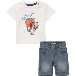 Koko Noko - Noppies - Kledingset - 2delig - Blue Jeans - Shirt Totnes White Sand - Maat 86