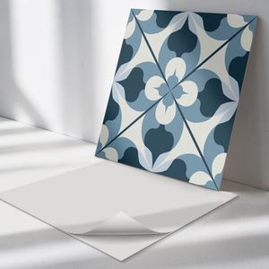 Wallfluent Vinyl Wandpaneel - Abstract geometrisch patroon Zelfklevende Wandbekleding - 50 cm x 50 cm - Blauw Vinyl Wandpaneel - 4 stuks - Vierkant Wandbekleding Vinyl - Patroon Wandpaneel - Wandpaneel PVC - Wandpaneel Keuken en Badkamer