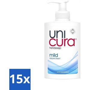 Unicura - Vloeibare Zeep Mild - Verzachtend - 250 ml - Bulkverpakking - 15 stuks