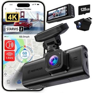 Redtiger F7N Elite 4K Touch Wifi Gps 2CH 128gb dashcam - Camera voor + achter - Sony Starvis 2 sensoren - 3,18 inch touchscreen Lcd - Waterdichte achter camera - Wifi - Gps - Parkeermodus - 4K resolutie - 128gb Micro SD kaart - dashcam voor auto