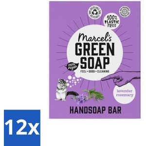 Marcel's Green Soap - Handzeep Bar - Lavendel & Rozemarijn - Zachte verzorging - 90 gr - Voordeelverpakking - 12 stuks