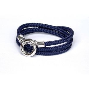 Jolla - dames wikkelarmband  - zilver - touw - Classic Rope - Donker Blauw