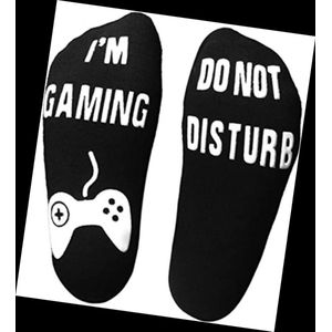 *** Tiener Game Sokken - Game sokken met tekst ""Do not disturb, I'm gaming"" - zwart/wit - maat 38 - 42 - van Heble® ***
