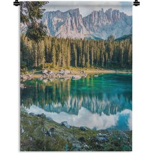 Wandkleed Dolomieten  - Een meer in de Dolomieten Wandkleed katoen 150x200 cm - Wandtapijt met foto