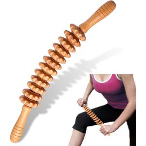 Houten Massage Roller Tool - Massage - 40 cm massagestick - Ontspanning - Voetbindweefselmassage - Voor been- en lichaamsspiermassage, myofasciale anti-cellulitis massagetool - Natuurlijke houtkleur
