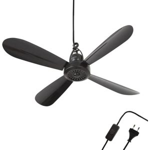 Plafondventilator - 2 Meter lang Snoer - 40cm Ø - Kunststof - Slaapkamer - Woonkamer - Plafond Ventilator - 5W - Opvouwbaar - Stil 25 dB - Zwart