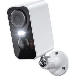 Intelectro Draadloze Beveiligingscamera - Jouw Ultieme Beveiligingspartner voor 24/7 Bescherming! - 2K QHD Camera - Gekleurde Nachtvisie - Bewegingsdetectie - Ingebouwde Sirene Alarm - Twee Weg Audi- Wit - Levering Sneller dan Aangegeven!