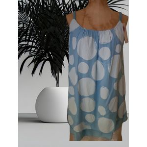 Dames top print met gevlochten bandjes licht blauw One size 38 t/m 44