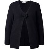 MIAMODA MIAMODA - Dames - Vest Straight Fit 3D-roos als sluiting - Zwart - Maat 42+