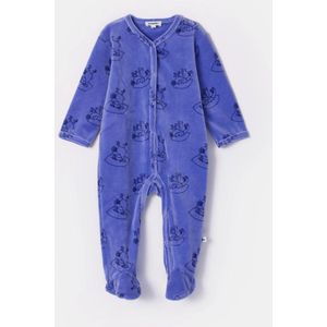 Woody kruippakje baby unisex velours - paars - duiven all-overprint - 252-10-RBF-V/921 - maat 68