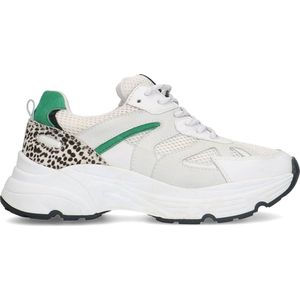 Sacha - Dames - Witte chunky dot sneakers met groene details - Maat 42