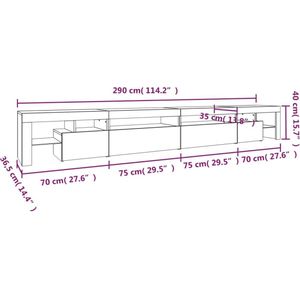 VidaXL TV-meubel met LED-verlichting - 290x36,5x40 cm - Gerookt