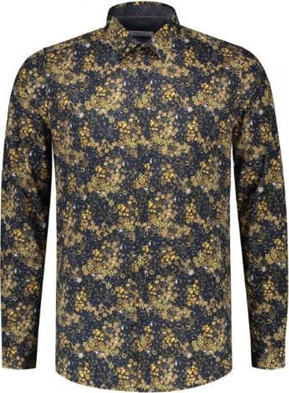 Dstrezzed Overhemd Small Flower Stretch Poplin Navy (303282 - 669)